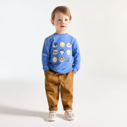 بنطلون كتان وقطن بني اللون لطفل رضيع